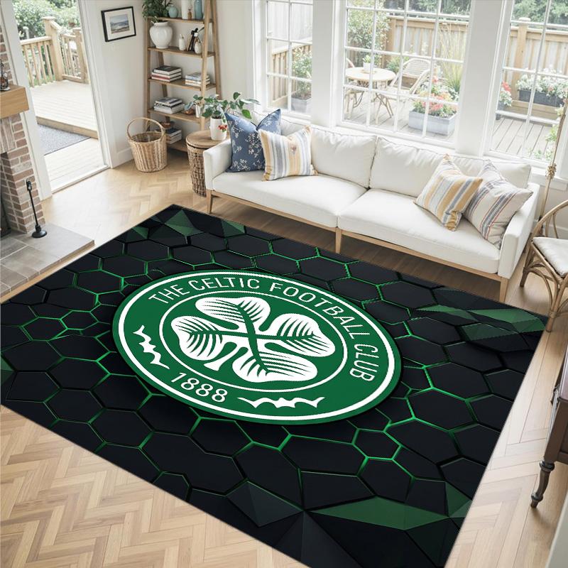 Celtic FC Design Crystal Velvet Carpet Cozy Non?Slip Printed Rug For Bedroom Living Room Entrance
