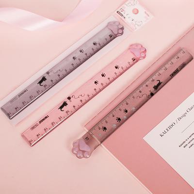 1 шт., прямая линейка с милыми кошачьими лапами, Kawaii, канцелярские принадлежности, забавный рисунок, подарок, корейский офисный школьный измерительный рисунок