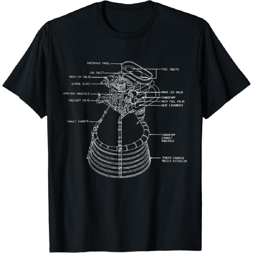 Apollo Saturn V F-1 Space Rocket Engine Blueprint Tee T-Shirt