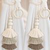 Boho Style Curtain Strap Handmade Cotton Linen Tassel Rope Ring Decorative Curtain Tie Household