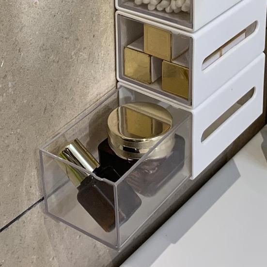 Storage Box Wall-Mounted Punch Free Dustproof Toothpick Cotton Swabs Makeup Storage Case Bathroom Supplies
