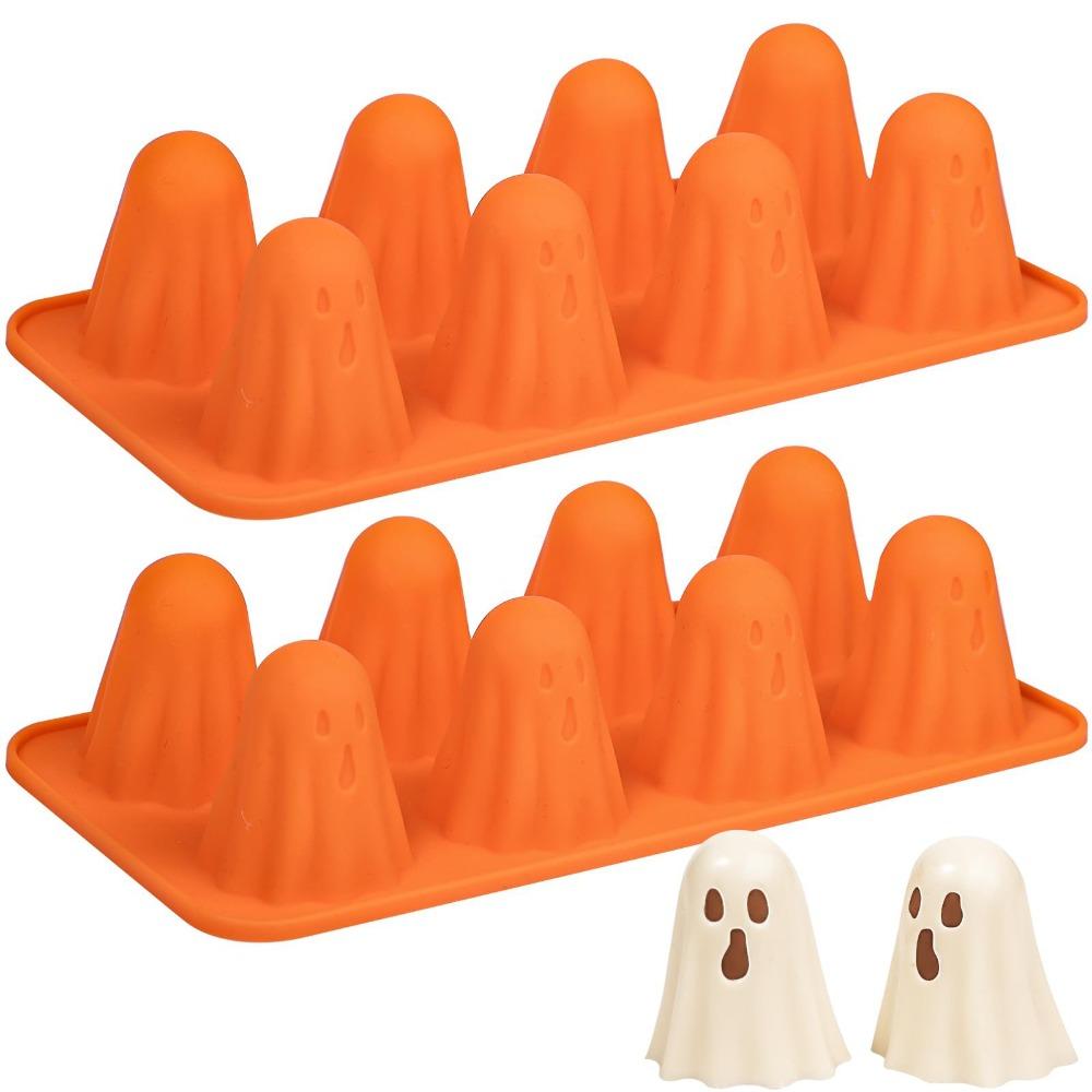 Reusable Ghost Jello Mold Orange Homemade Silicone Chocolate Mold Halloween Easy To Clean Ghost Baking Mold for Gummy Candy