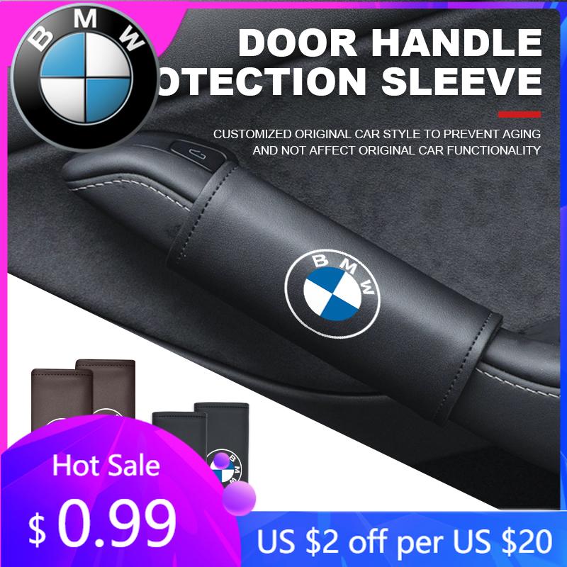 LOCUK1 2026 Car Sticker Car Door Handle Cover Armrest Protector Non-slip Leather Case For BMW G30 G20 M3 M5 E91 E92 E93 E36 E70 X3 X4 X