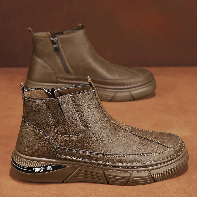 Повседневная хлопковая обувь на платформе Зимняя обувь Мужская Бренды Оригинальные Сделки Роскошная Толстая Плюшевая Обувь Высокого Качества Снежные Ботинки для Мужчин