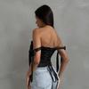 Сексуальный облегающий жилет без бретелек с открытой спиной и нерегулярными бретельками в виде рыбьей кости, модный короткий топ с высокой талией и открытым пупком, весна и лето
