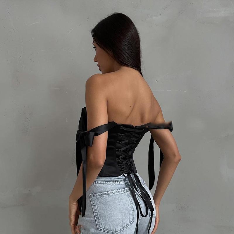Сексуальный облегающий жилет без бретелек с открытой спиной и нерегулярными бретельками в виде рыбьей кости, модный короткий топ с высокой талией и открытым пупком, весна и лето