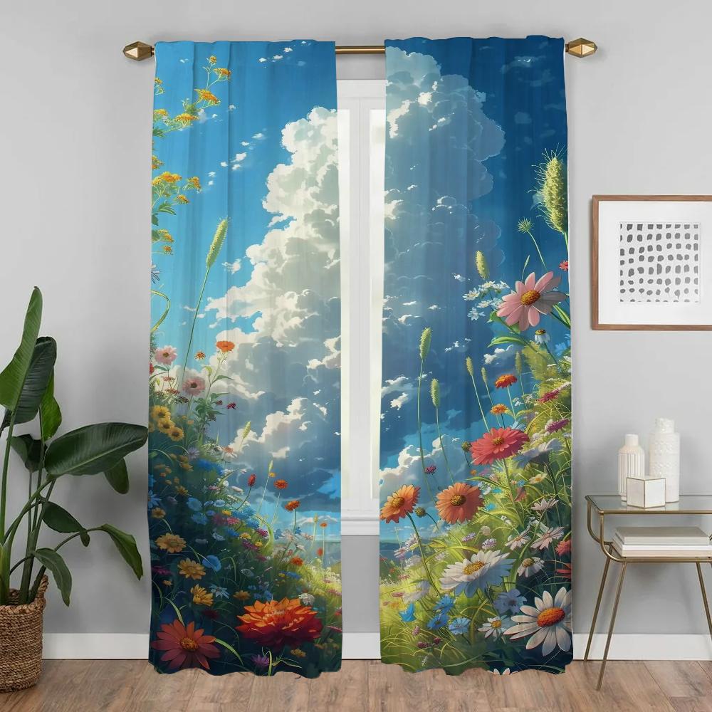 Летние кухонные занавески для перегородок, затемняющие шторы для камеры, 2 шт., занавески для окон, украшение на Хэллоуин, тюль для спальни