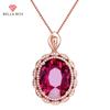 New Temperament Oval Pigeon Blood Red Rose Gold Color Treasure Pendant Women's Fashion Clavicle Chain For Women Charm Wedding