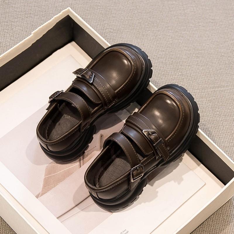 Классические черные туфли Мэри Джейн для девочек, толстая подошва, повседневные кожаные туфли для детей, модные однотонные детские туфли принцессы, простые