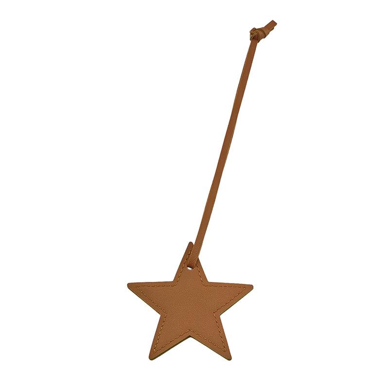 Spot Solid Color Leather Pentagram Keychain Pendant Simple Star Pu Leather Pendant Keychain High Sense