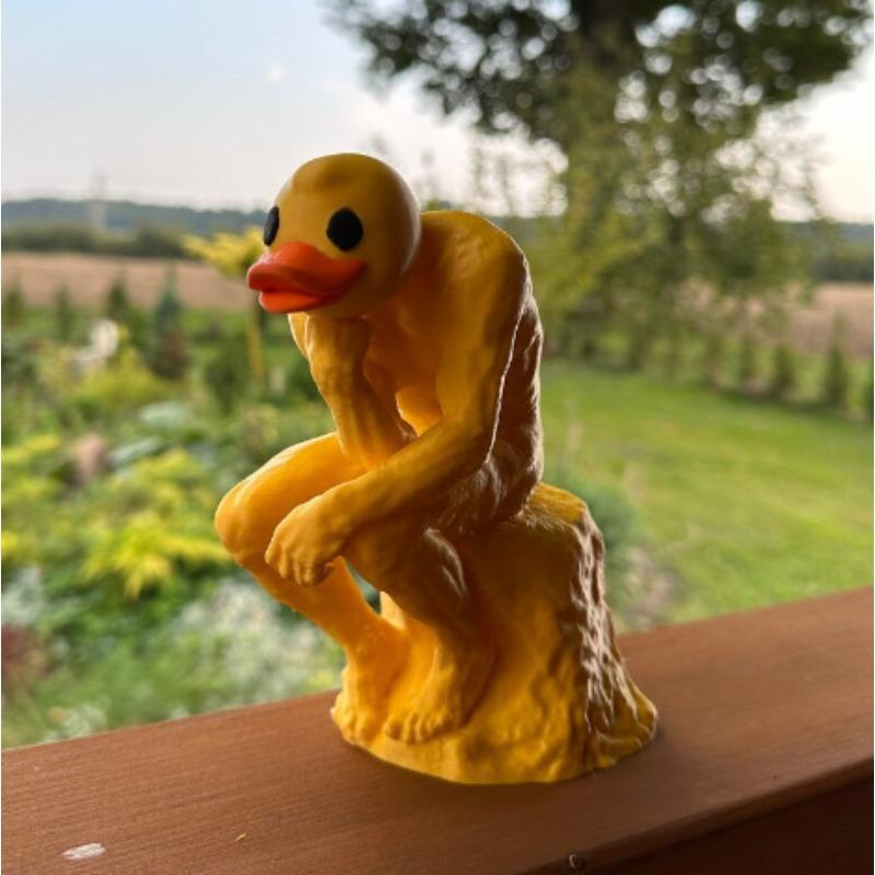 Creative Human-like Art Resin Figurine - Thought Duck, Home Decoration Item for Meditation, Small Gift.