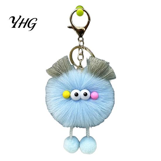 Girls Backpack Charms Cartoon Plush Ball Keychain, Fluffy Pompom Keychain with Metal Clasp, Backpacks Handbags Keys Decorative Pendant for Men Women