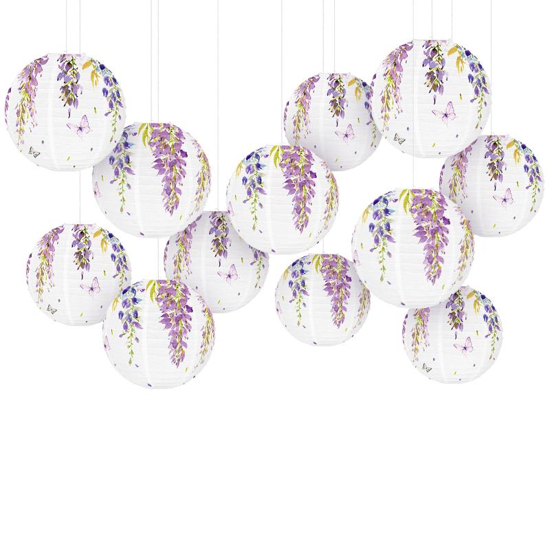 1 шт. Фонарь Глициния Бумажные фонари Подвесной светильник Уличный Сад Свадьба Праздник Украшения для вечеринки