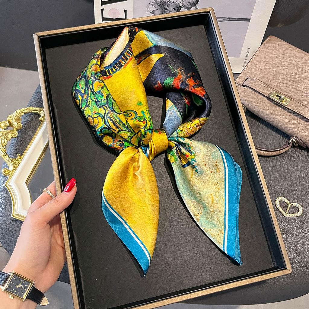 Luxury  Women Mulberry Silk Scarf Fashion Pattern Design Square Scarves Bandanna Wraps Decoration Hairband