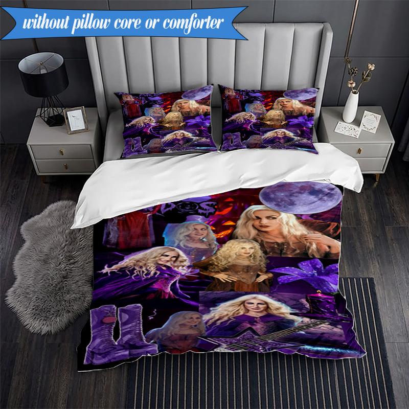 Halloween witches 3pcs K-pop music group Bedding set,Ideal for Bedroom, Dormitory,Including Duvet Cover And 2pcs Pillowcases,Fan gifts