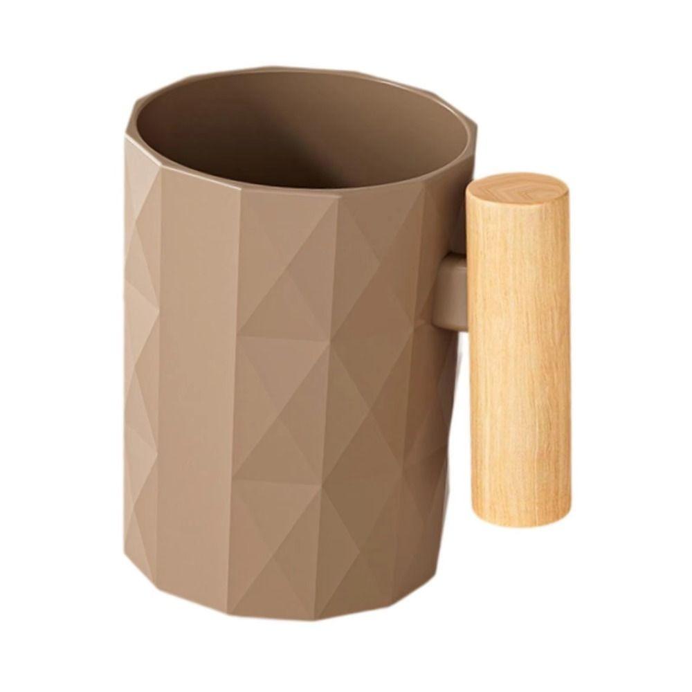 Simple Wooden Handle Bathroom Mouthwash Cup Nordic Style Reusable Toothbrush Holder Plastic Gift Toothpaste Storage Cup Toilet