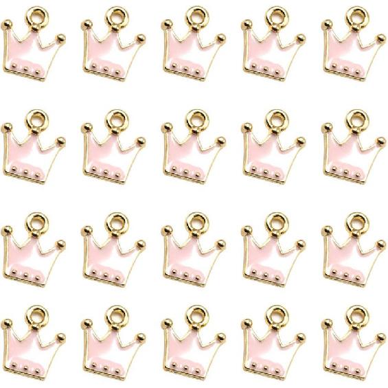 KESYOO 20pcs Crown Charm Pendants Enamel Jewelry Making Charm for DIY Jewelry Making Keychain Ornaments(Pink)