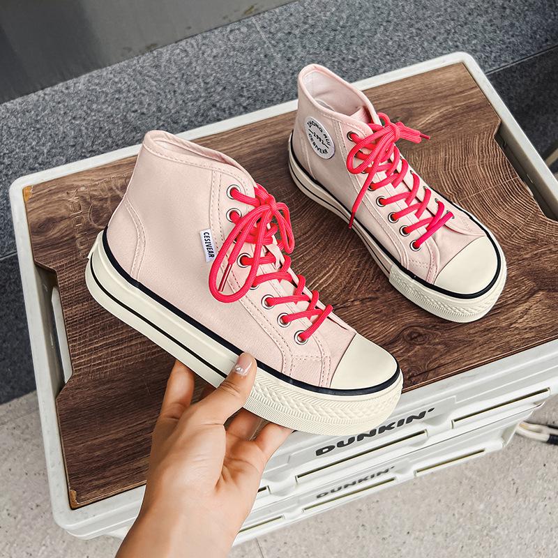 Женские высокие кеды Mango Canvas 2025: Новые летние туфли с широким голенищем, универсальный квадратный носок, толстая подошва