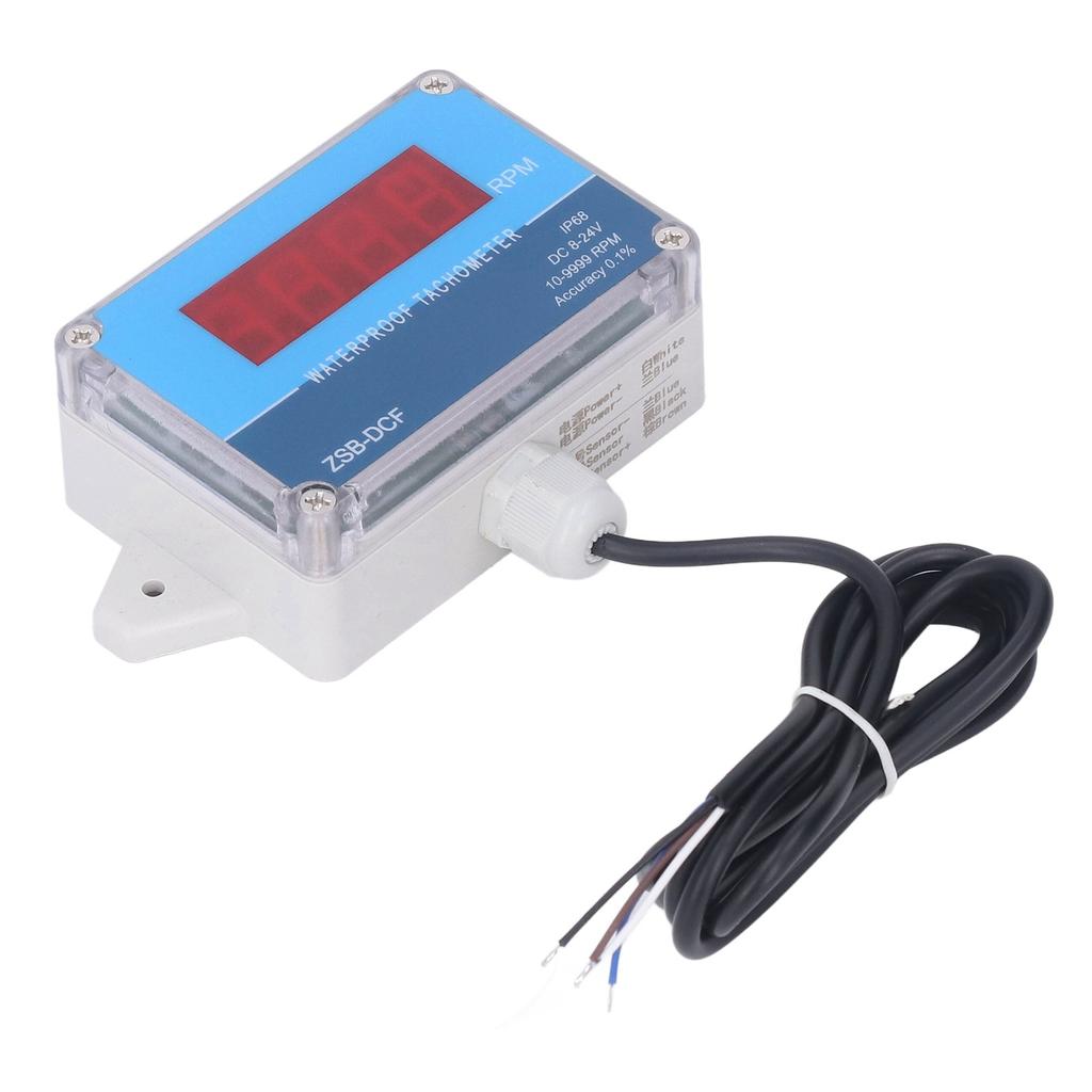Motor Tachometer Speed Meter Sensor IP68 Waterproof LED Digital Display DC 8V?24V