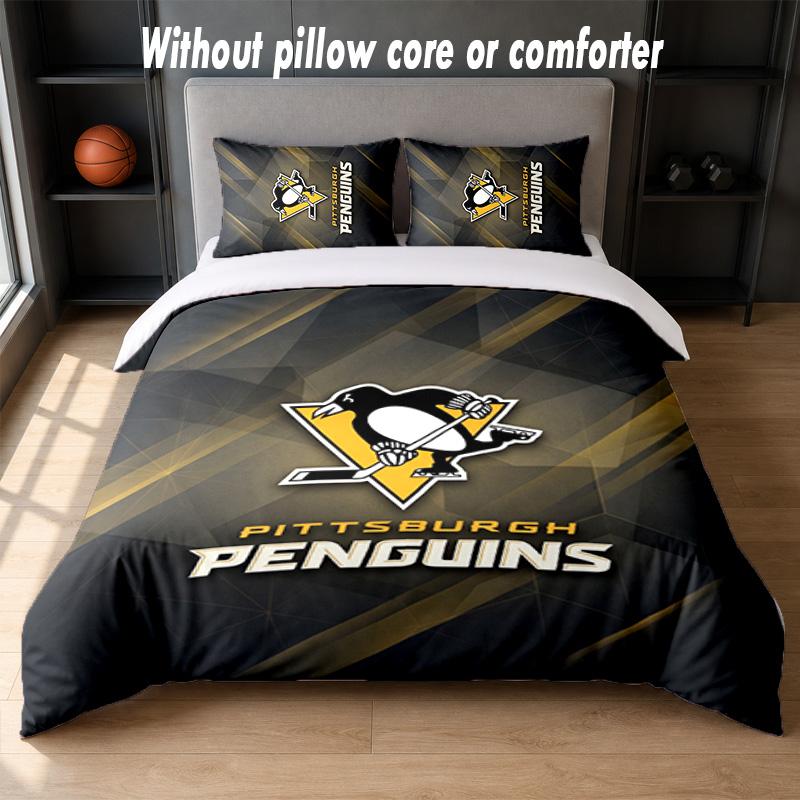 Дизайн Pittsburgh Penguins Постельное белье Комплект 1 пододеяльник + 2 наволочки Мягкое дышащее домашнее постельное белье