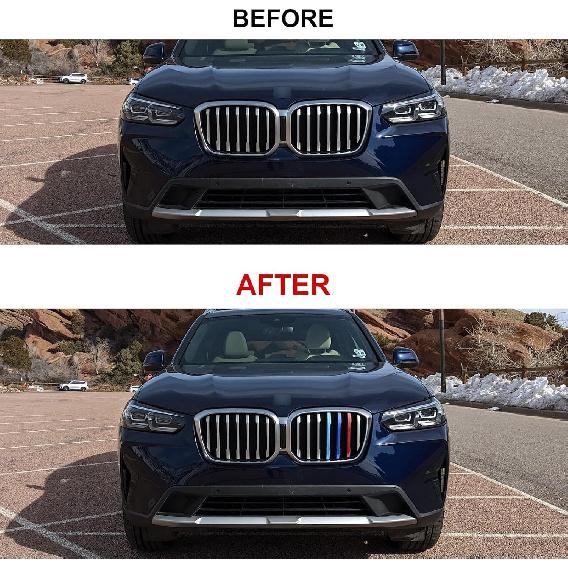 Automotive grille Insert Trims Strips Front Center Kidney Grilles Compatible with 2016-2019 BMW X1 7-Beams grille insert accessories