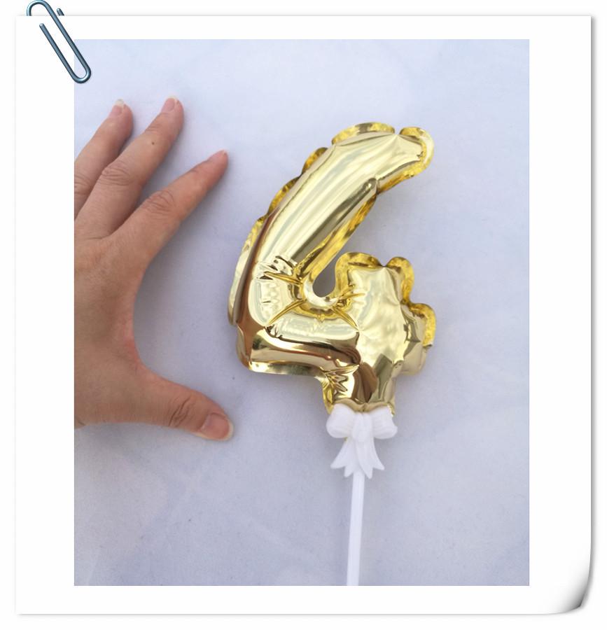 14 см Самонадувающийся алюминиевый шар с цифрой, Украшение для торта, Вставка 0-9 для вечеринки по случаю дня рождения.