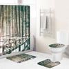 Landscape Shower Curtain Floor Mat Combination Four-Piece Set Bathroom Toilet Carpet Shower Room Mat Foot Mat
