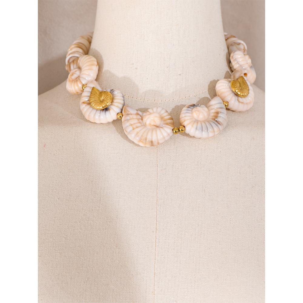 Eetit Ocean Style Resin Acrylic Conch Chain Necklace Summer Handmade Jewellery Stainless Steel Arrivals Fashion Jewelry
