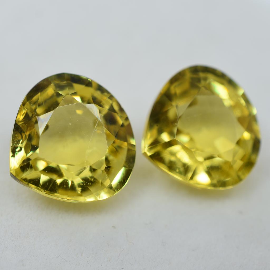 Natural Ceylon Sapphire 19.23 Ct Pair Yellow Pear Shape Loose Gemstone