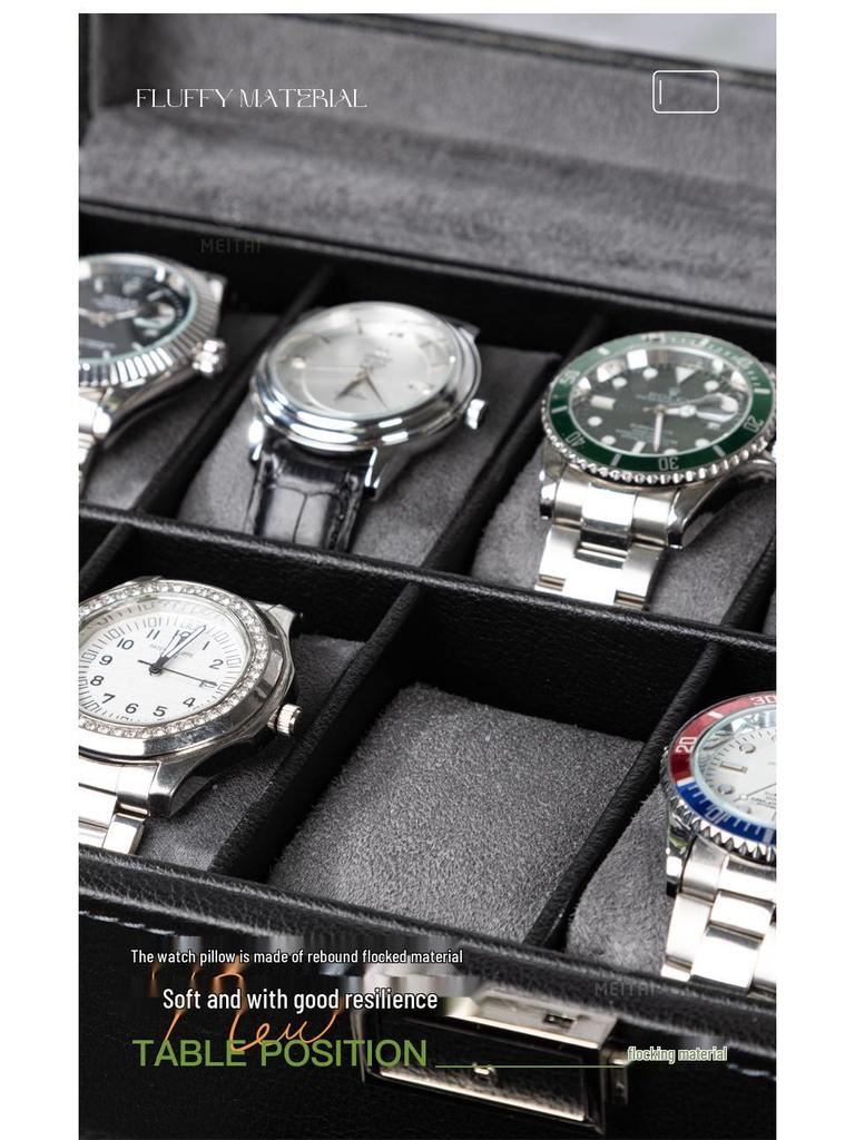 Коробка для хранения часов и очков из ПУ кожи с зернистой текстурой личи с несколькими отделениями