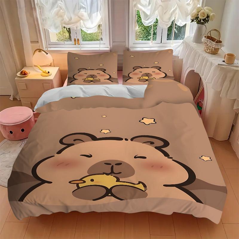 Bear Yellow Duck Print 3Pcs Bedding Setduvet Cover With 2 Bedropillowcase Home Birthday Gift