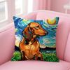 The Starry Night Dog Cushion Cover Natural Linen Pillow Case DoubleSided Print Decorative Sofa Pillowcase Home Decor Gift