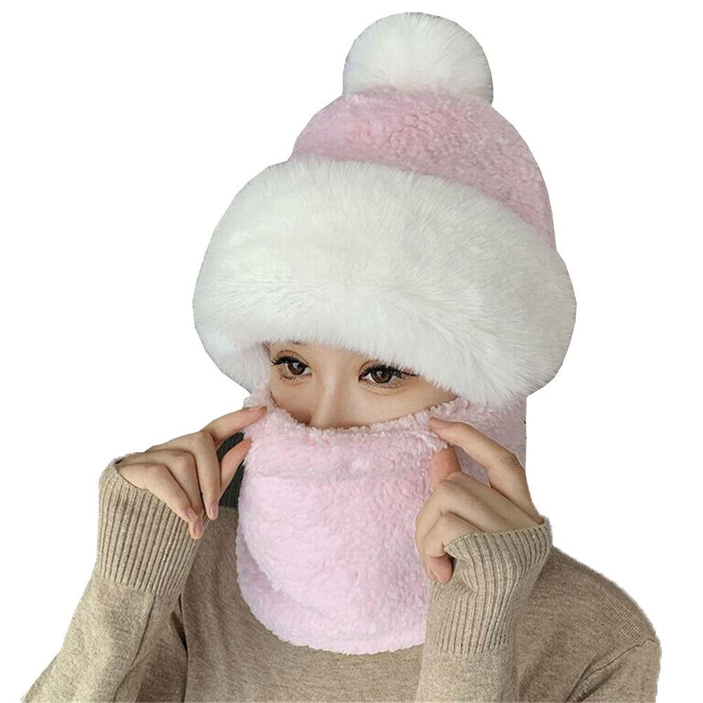 Зимняя защита ушей Шапка для велоспорта Шарф Комплект Плюшевые бархатные шапки Шапки Шапка Грелка для шеи