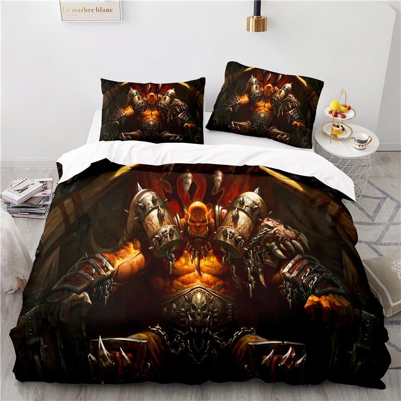 World of Warcraft Games Bedding Set Horde Banner Flag Printed Duvet Cover Set Pillowcase Twin Full Queen King Size Drop Shipping