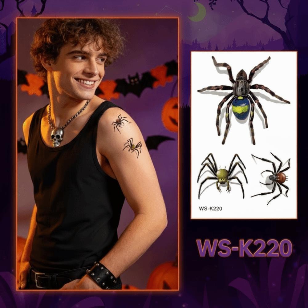 Waterproof Spider Tattoo Realistic Halloween Face Tattoo Body Art Body Tattoo Stickers Face Makeup