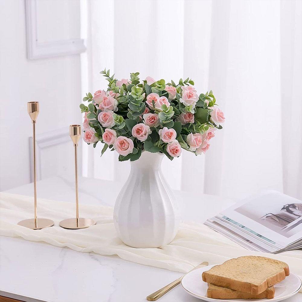 Ornament Artificial Eucalyptus Rose Floral Arrangement Lifelike Flowers Simulation Plants Leaves