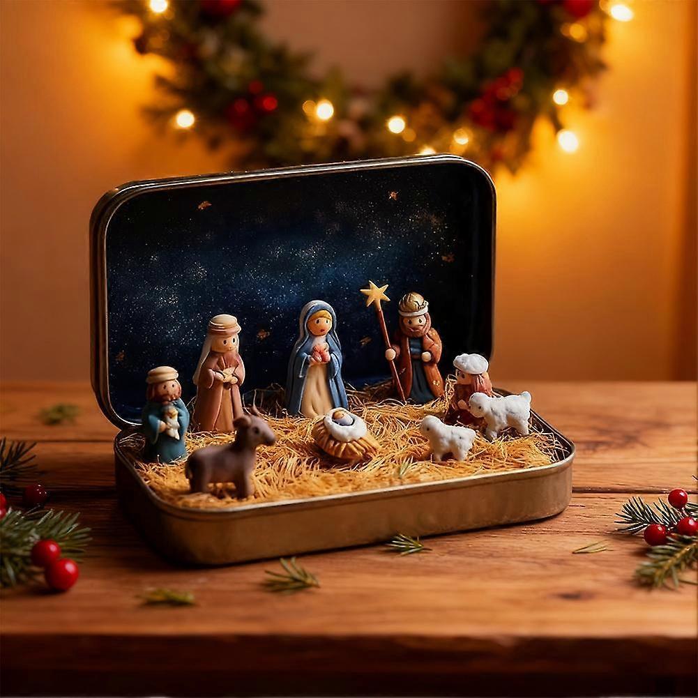 Festival Nativity Sets, Mini Nativity Scene Resin Figurines, Xmas Holy Family