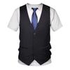 Boys Funny 3D Vest Tie Pattern Printed T Shirt Round Neck Short Sleeve Casual Top