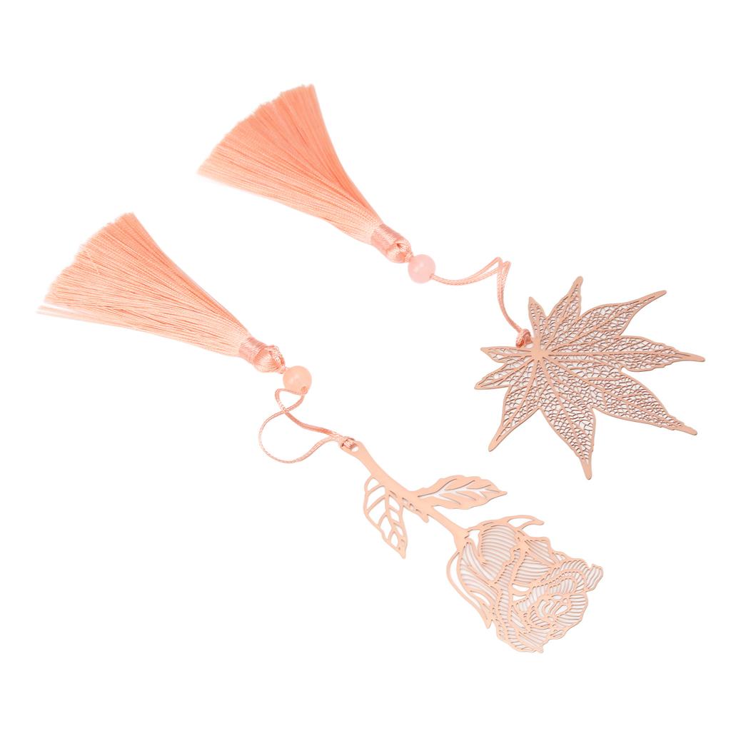 2 шт. металлические закладки из нержавеющей стали с золотым гальваническим покрытием в виде цветка и листа для книги O