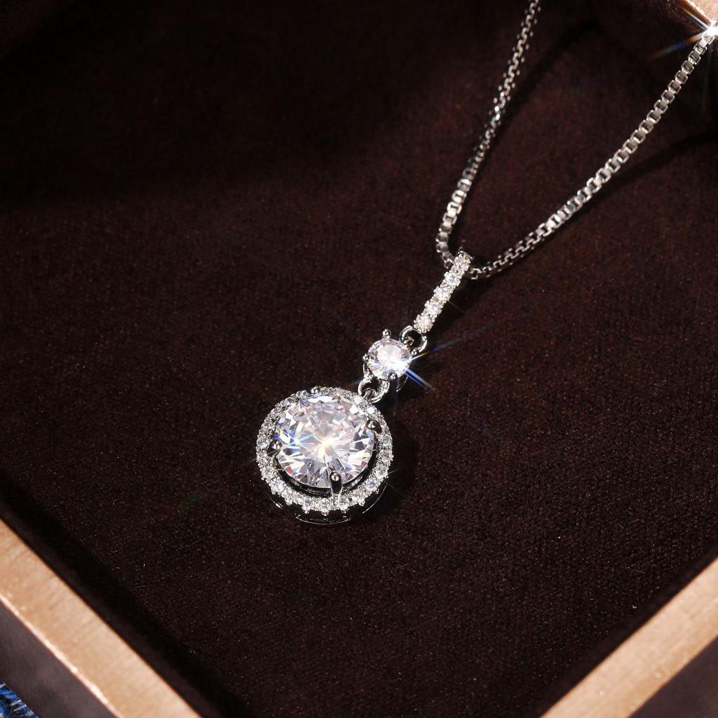 Модное круглое ожерелье с подвеской из кубического циркония для женщин, серебряное обручальное свадебное ожерелье, модные вечерние украшения