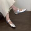 Inner Heightening Thick-soled Silver Light-mouth Single Shoes for Women's Spring and Autumn New French Temperament Fairy Commuting Mary Jane Small Lea