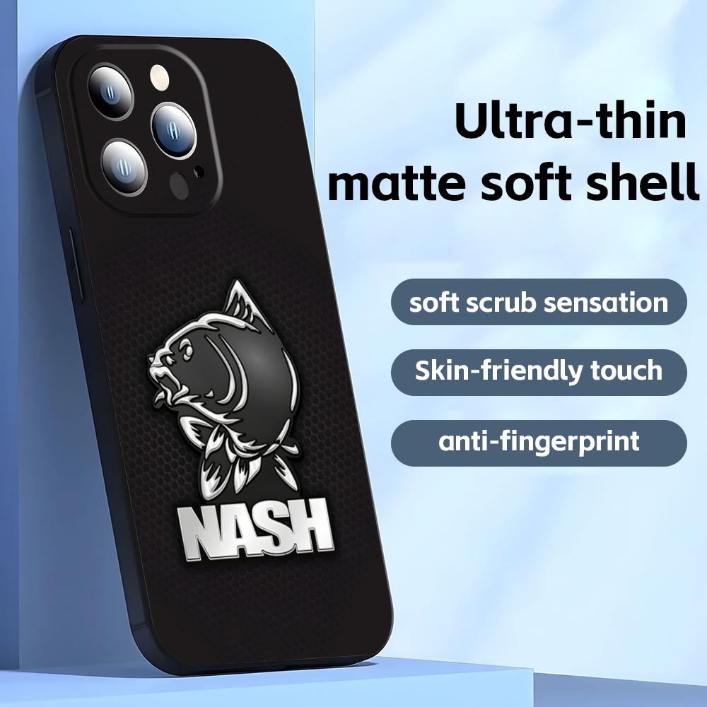 Fashion N-nasH Fishing Brand Phone Case For iPhone17 16 16e 15 14 13 12 11 Plus Mini Pro Max Soft black Shockproof Cover