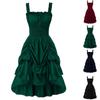 Women's Fashion Solid Colour Vintage Sleeveless Dress Slim Dresses