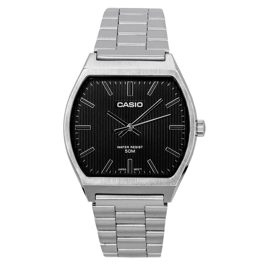 Casio Стандартные аналоговые кварцевые часы из нержавеющей стали с черным циферблатом MTP-B140D-1A для мужчин