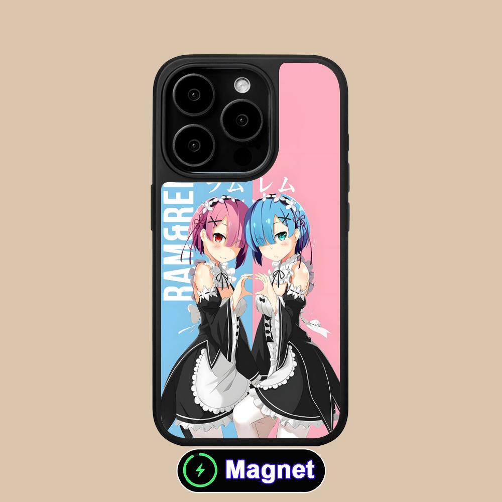 Чехол для мобильного телефона ReZero Rem Ram с матовой поверхностью и поддержкой MagSafe для iPhone 17 16 15 14 13 12 11 Air Pro Max Plus Цветная крышка