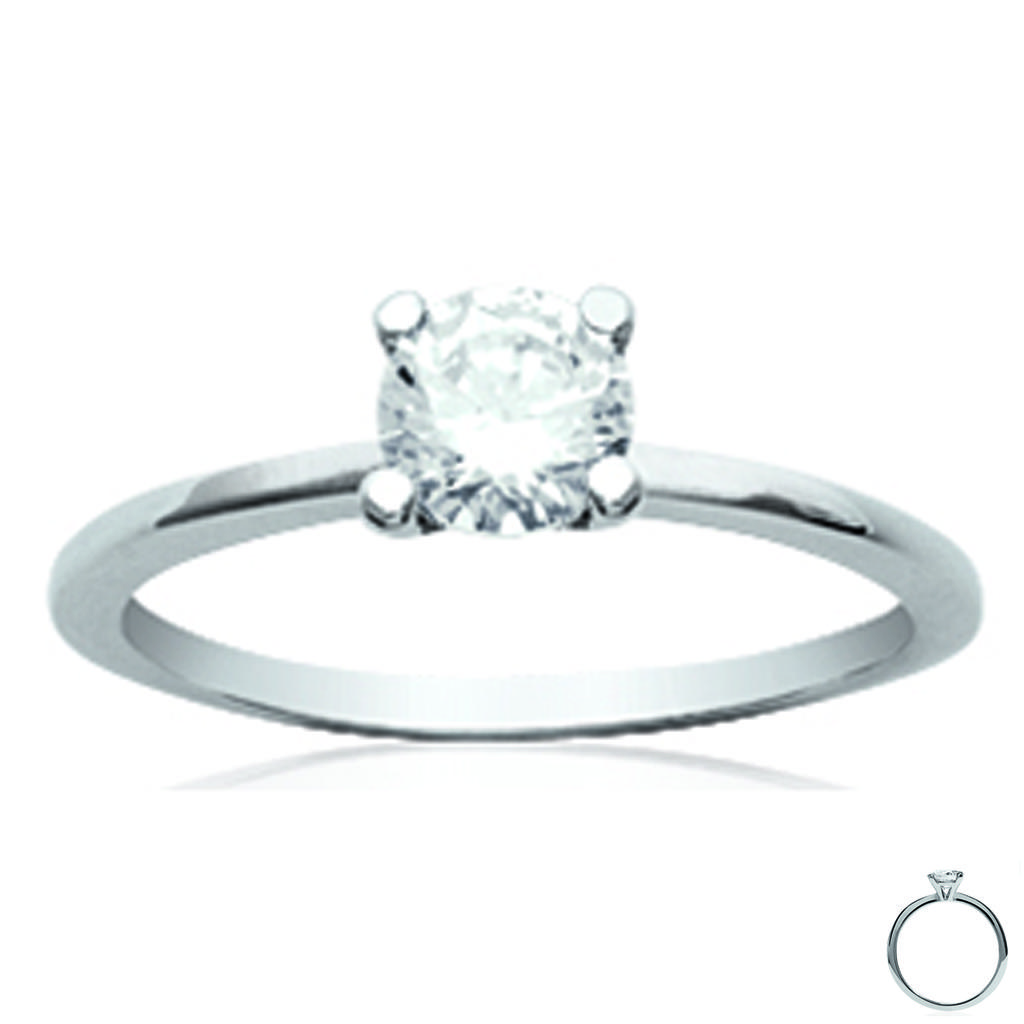 Solitaire Silver 'Unique' White Ø 5 Mm (rhodium)