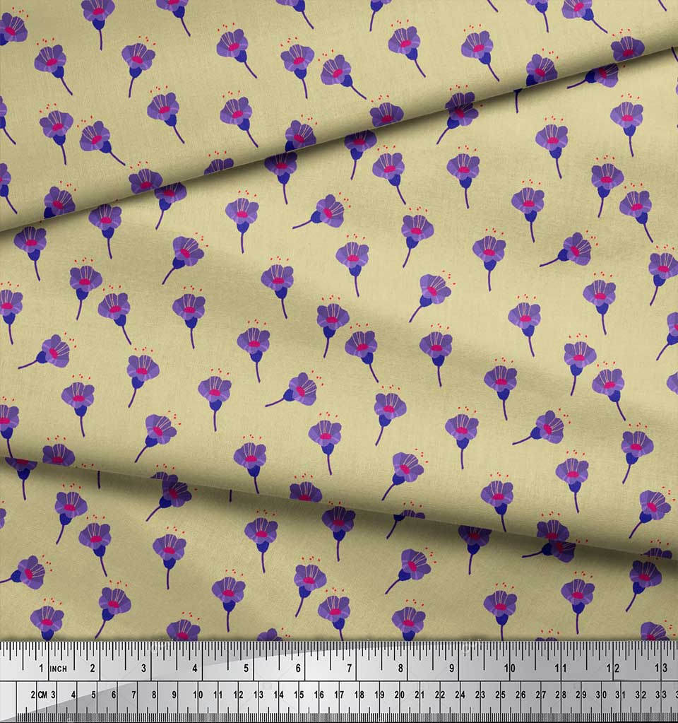 Soimoi Бежевая японская креп-сатиновая ткань Фрезия с цветочным декором Ткань с напечатанным метром 42 дюйма