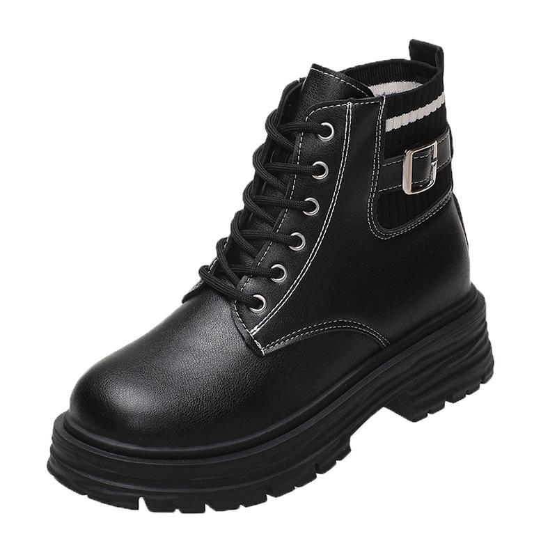 Ботинки Martin женские ботинки 2025 осень и зима толстый каблук новый средний каблук короткие ботинки женские европейские и американские с круглым носком короткие трубы