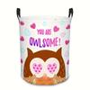 1pc, Valentine's Day Owl Heart Laundry Basket, Polyester Material, Storage Basket, Suitable for All Room Types, Laundry Basket, Laundry Baskets