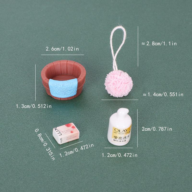 4Pcs/set Mini Shampoo Washball Miniature Dollhouse Bathroom Decoration Accessories For OB11 Doll